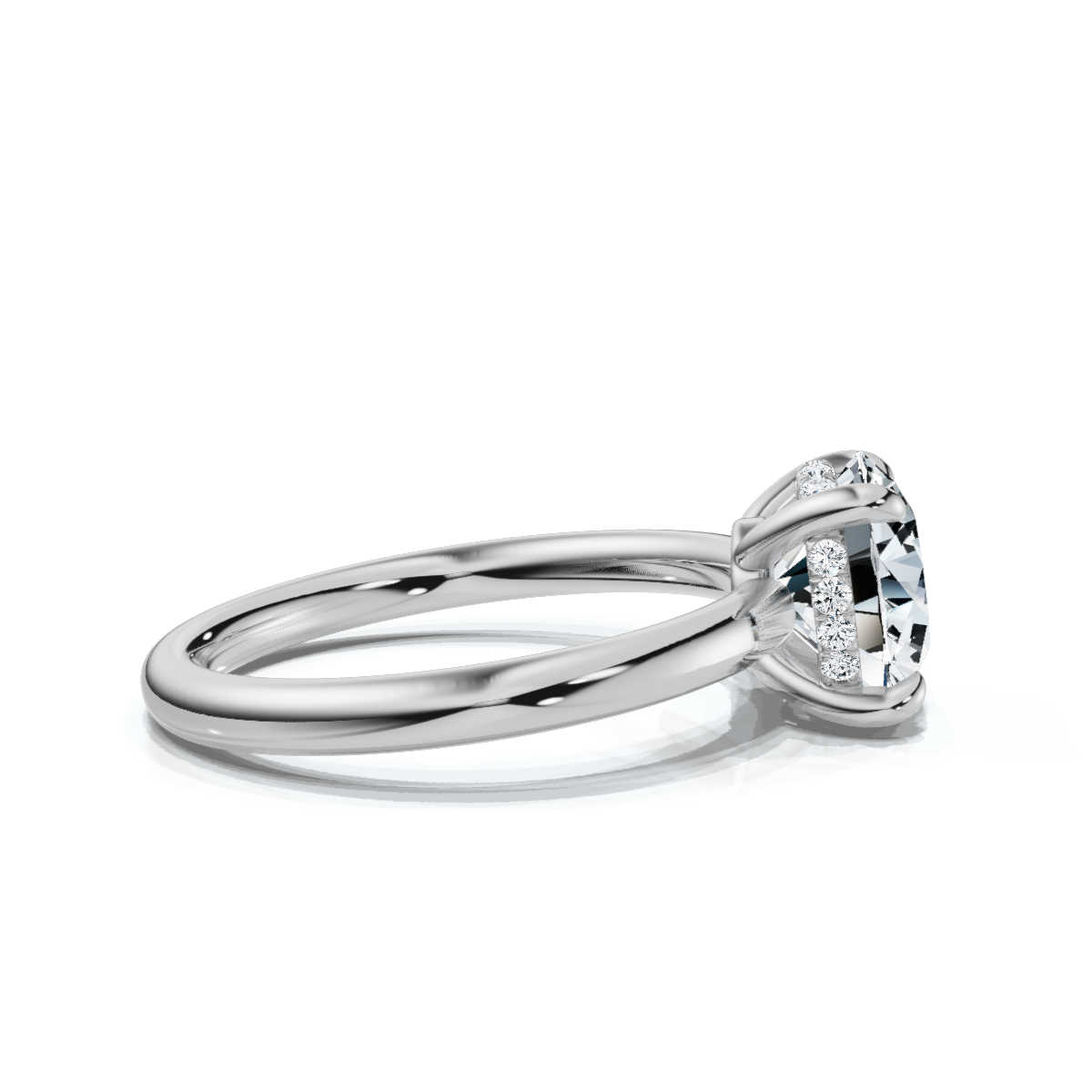 14K White Gold Valencia 2mm Hidden Halo Lab Grown Diamond Ring (1/10 ct. tw)