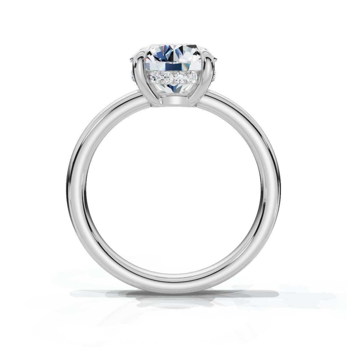 14K White Gold Valencia 2mm Hidden Halo Lab Grown Diamond Ring (1/10 ct. tw)