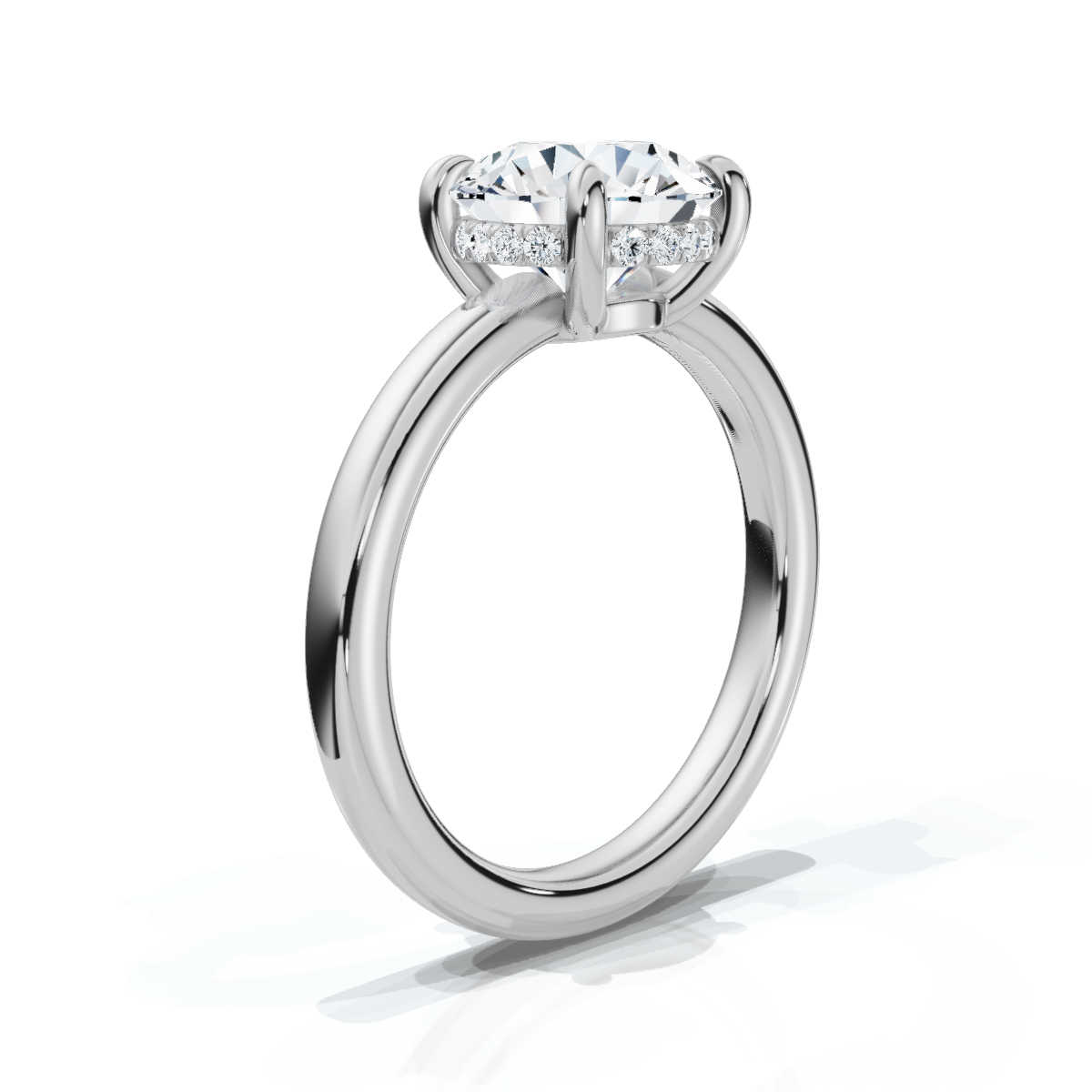 14K White Gold Valencia 2.4mm Hidden Halo Lab Grown Diamond Ring (1/10 ct. tw)