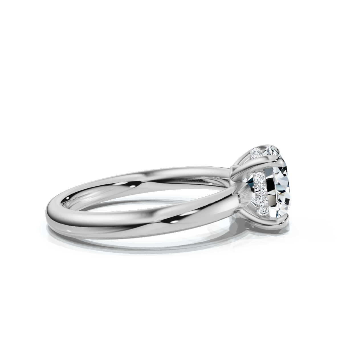14K White Gold Valencia 2.4mm Hidden Halo Lab Grown Diamond Ring (1/10 ct. tw)