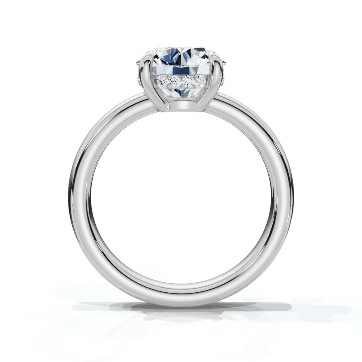 14K White Gold Valencia 2.4mm Hidden Halo Lab Grown Diamond Ring (1/10 ct. tw)