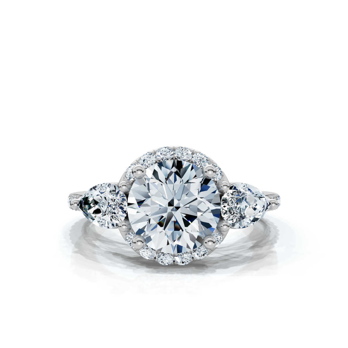 14K White Gold Fallon Three Stone Pear Lab Grown Diamond Ring (1 1/3 ct. tw)