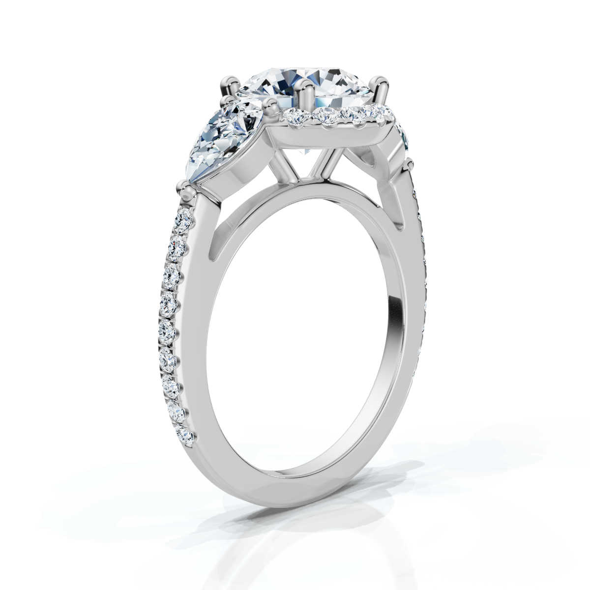 14K White Gold Fallon Three Stone Pear Lab Grown Diamond Ring (1 1/3 ct. tw)