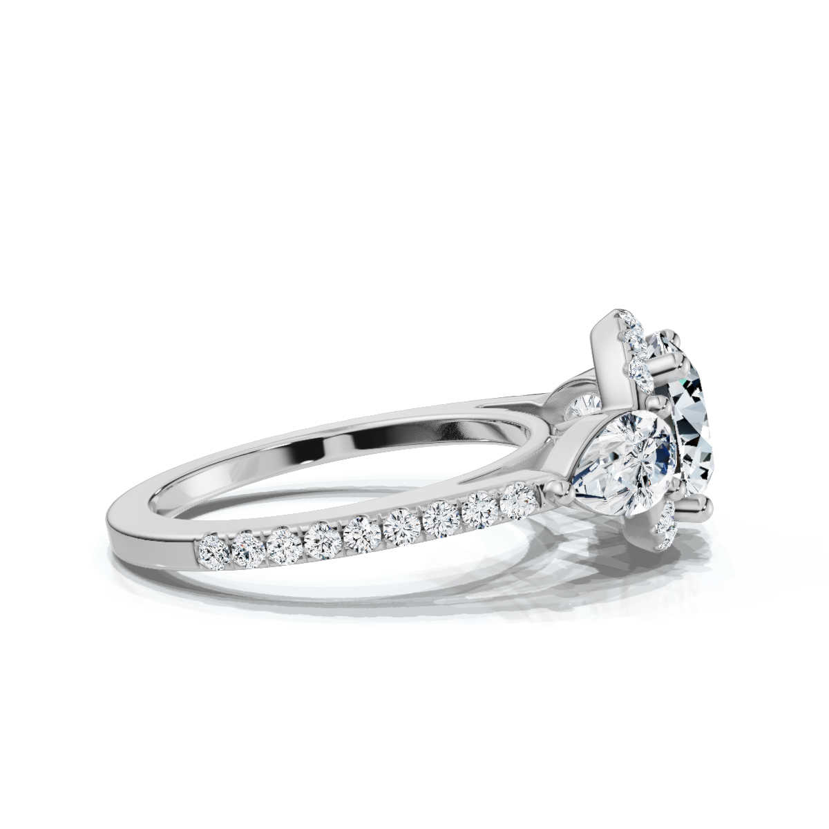 14K White Gold Fallon Three Stone Pear Lab Grown Diamond Ring (1 1/3 ct. tw)