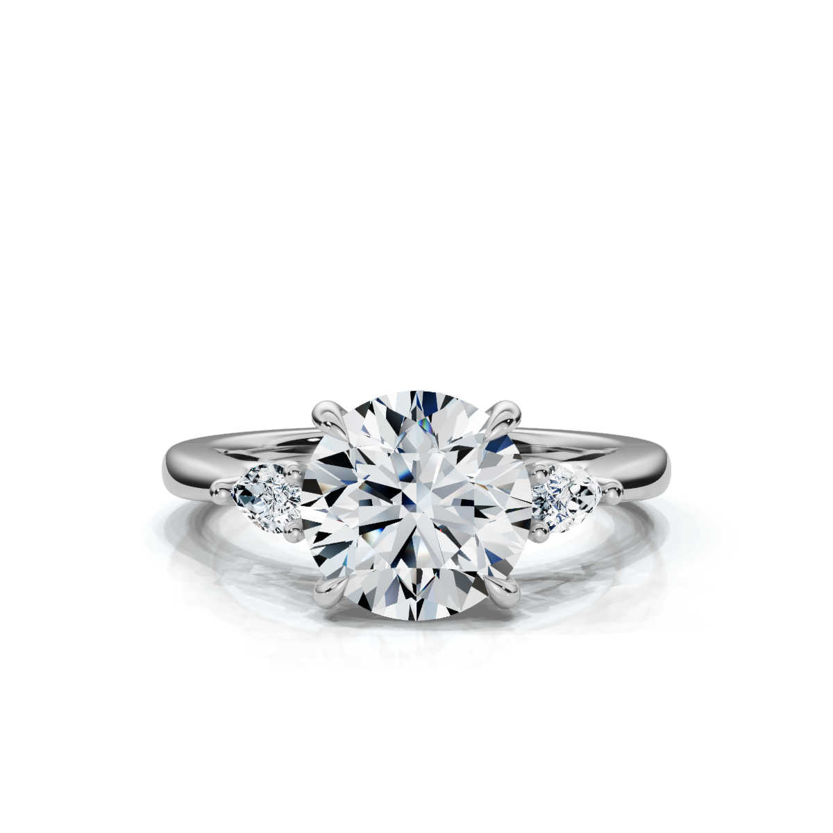 14K White Gold Darina Three Stone Pear Lab Grown Diamond Ring (1/4 ct. tw)