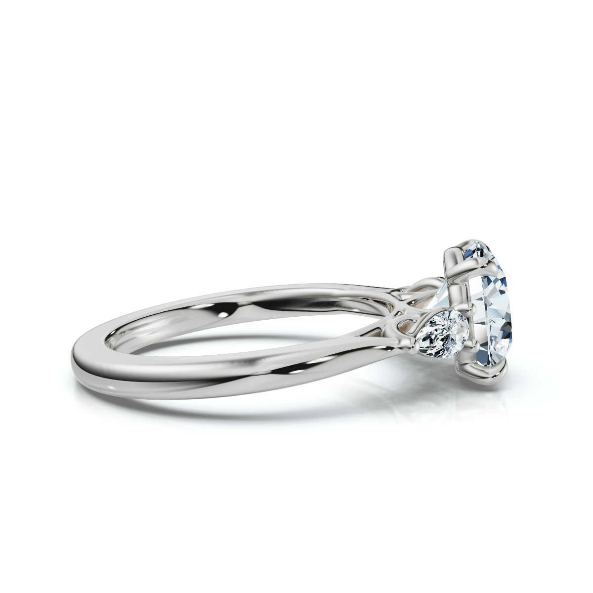 14K White Gold Darina Three Stone Pear Lab Grown Diamond Ring (1/4 ct. tw)