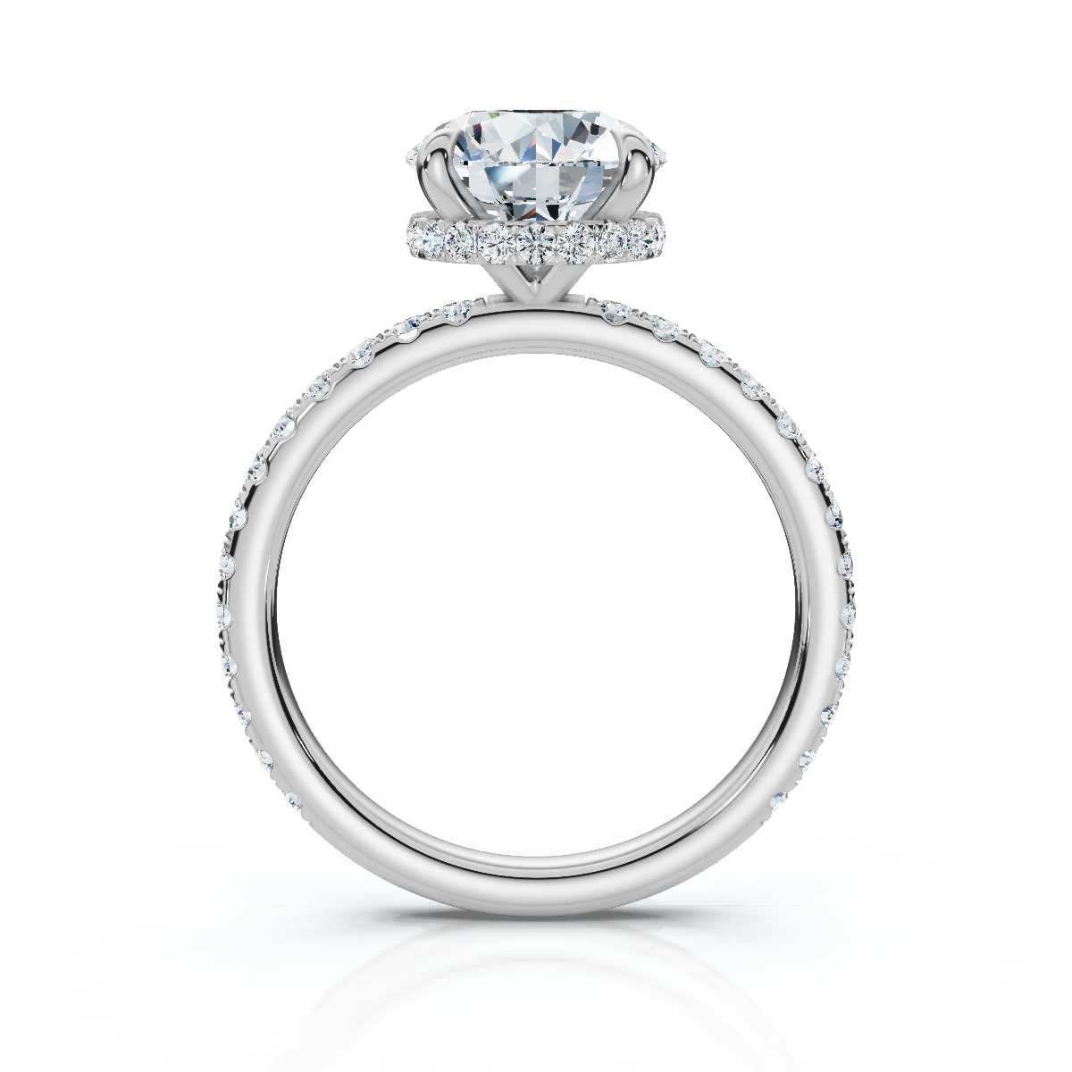 14K White Gold Zephyra Accents Hidden Halo Engagement Ring (1/2 ct. tw)