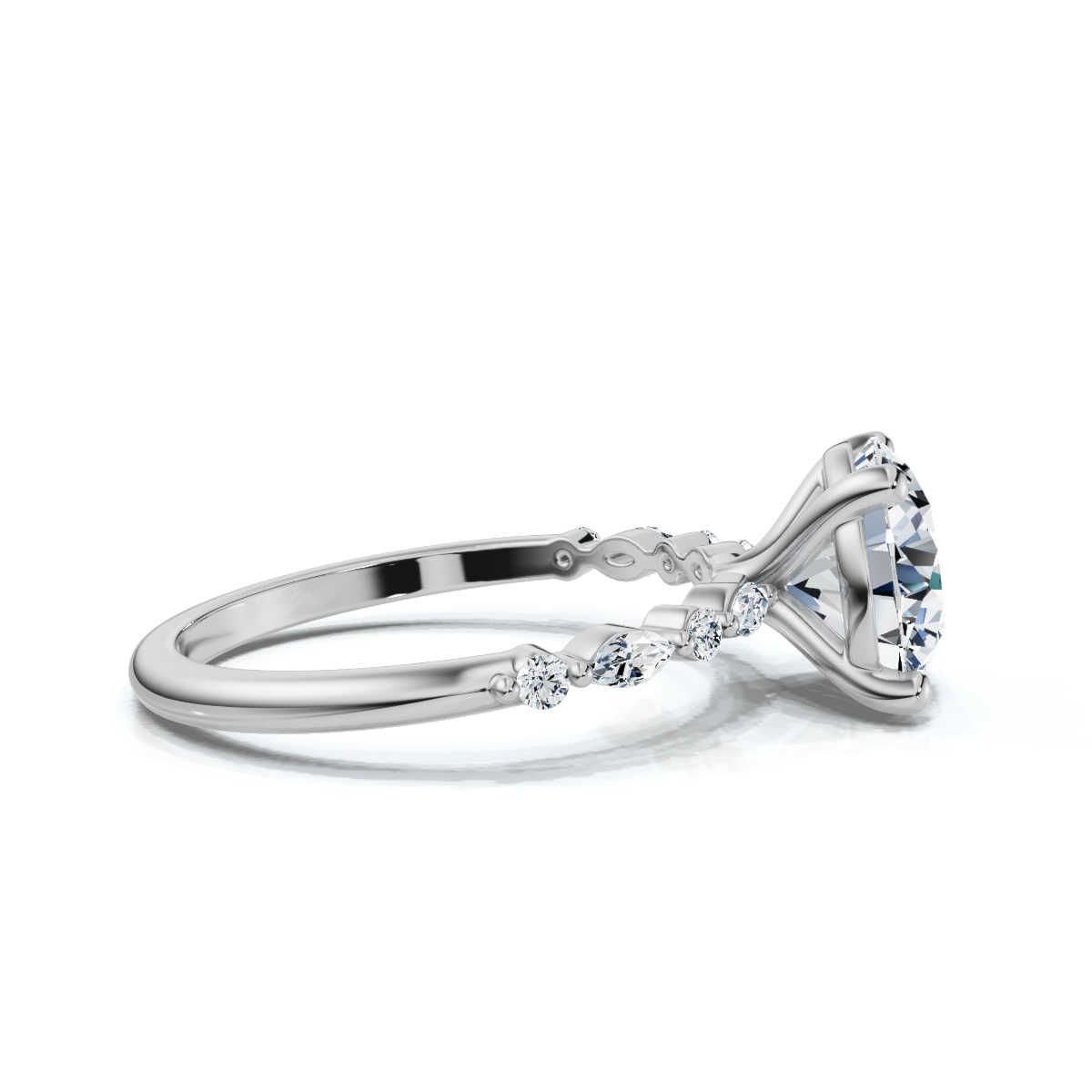 14K White Gold Shanti Basket Setting Lab Grown Diamond Ring (1/6 ct. tw)