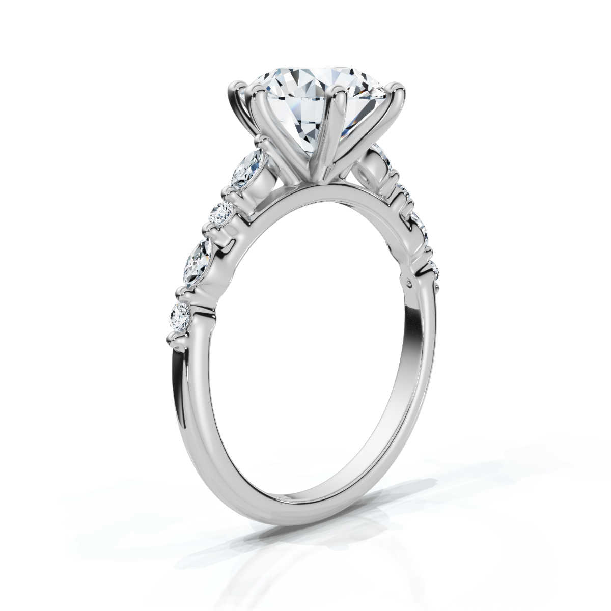 14K White Gold Euphrasia Shared Prong Lab Grown Diamond Ring (1/6 ct. tw)