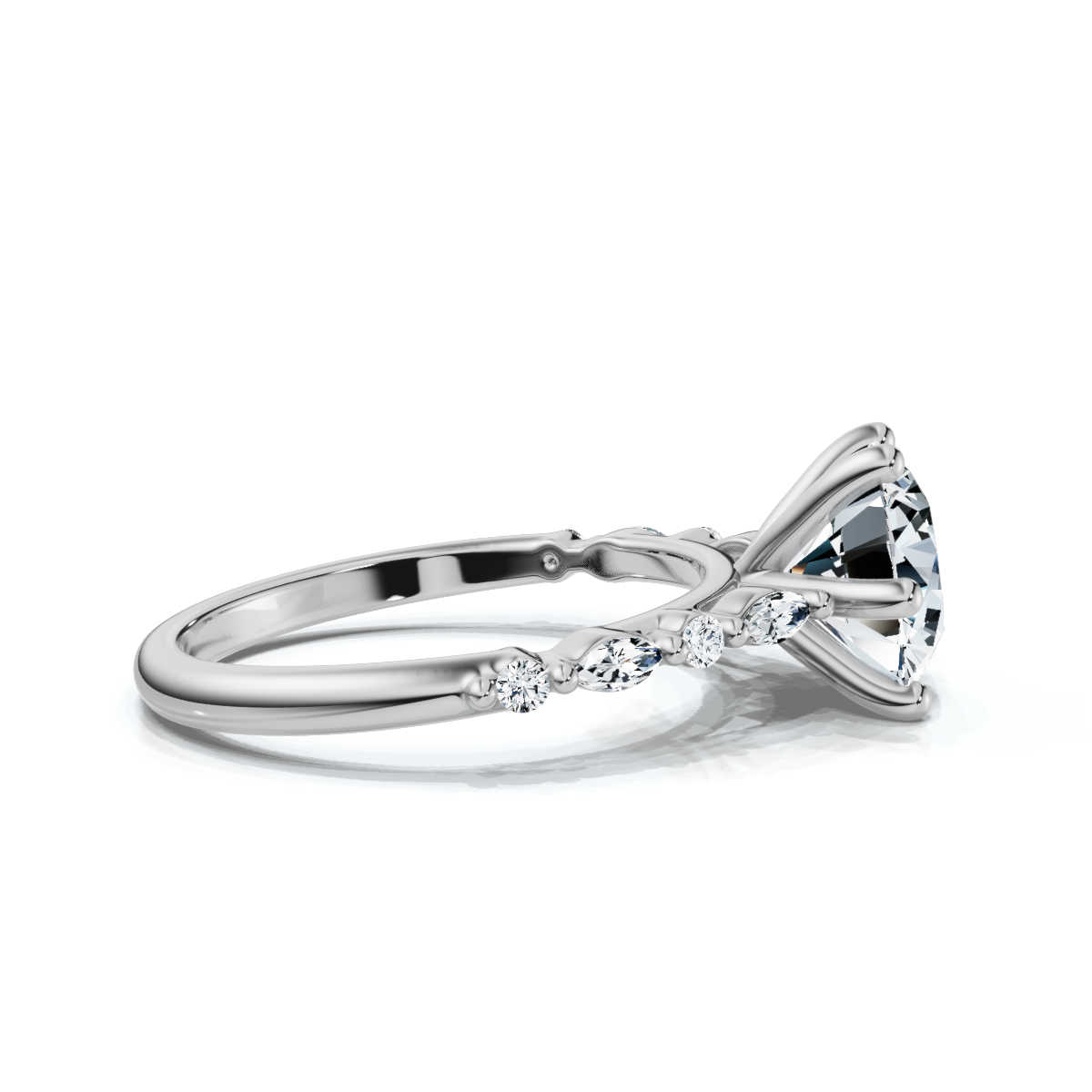14K White Gold Euphrasia Shared Prong Lab Grown Diamond Ring (1/6 ct. tw)