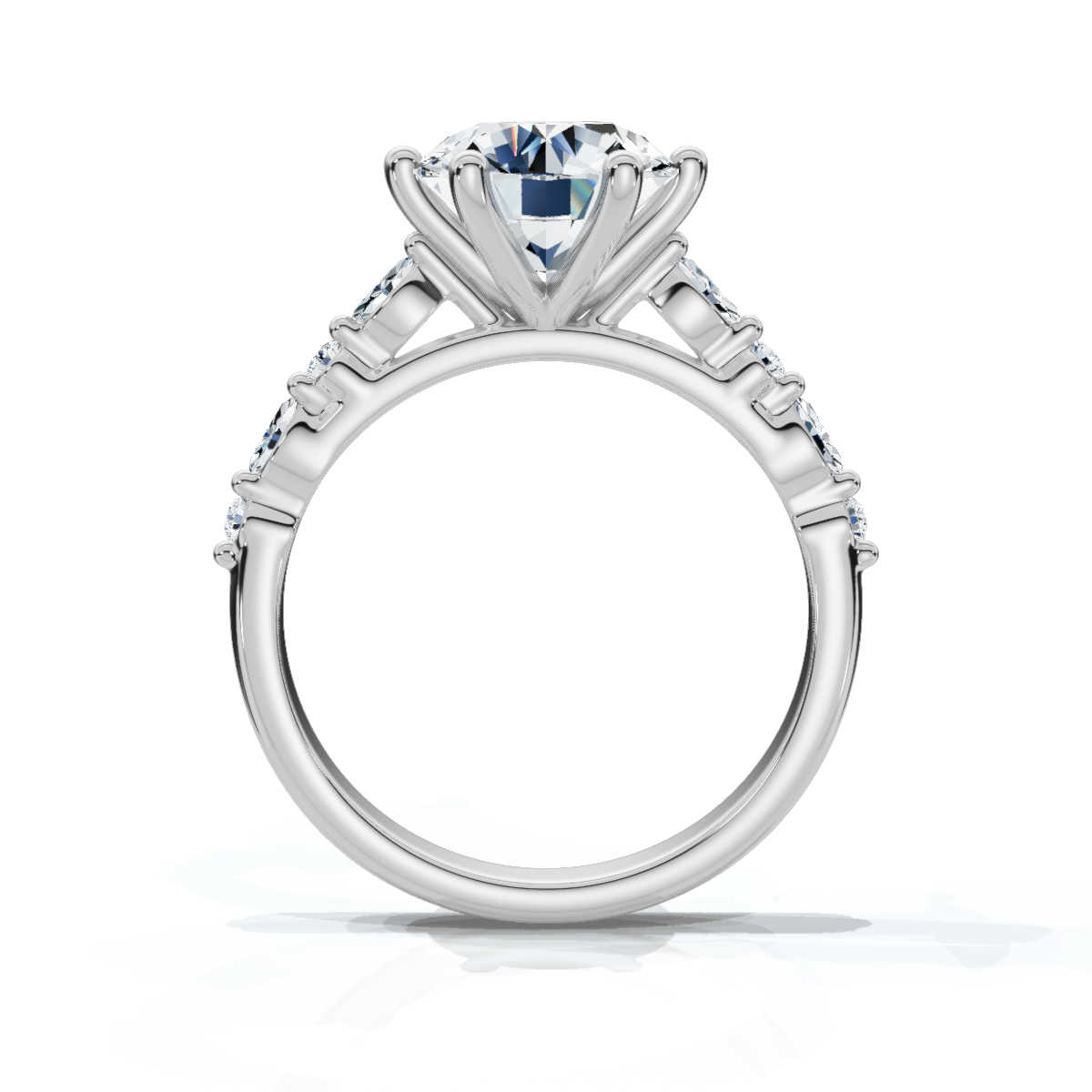 14K White Gold Euphrasia Shared Prong Lab Grown Diamond Ring (1/6 ct. tw)