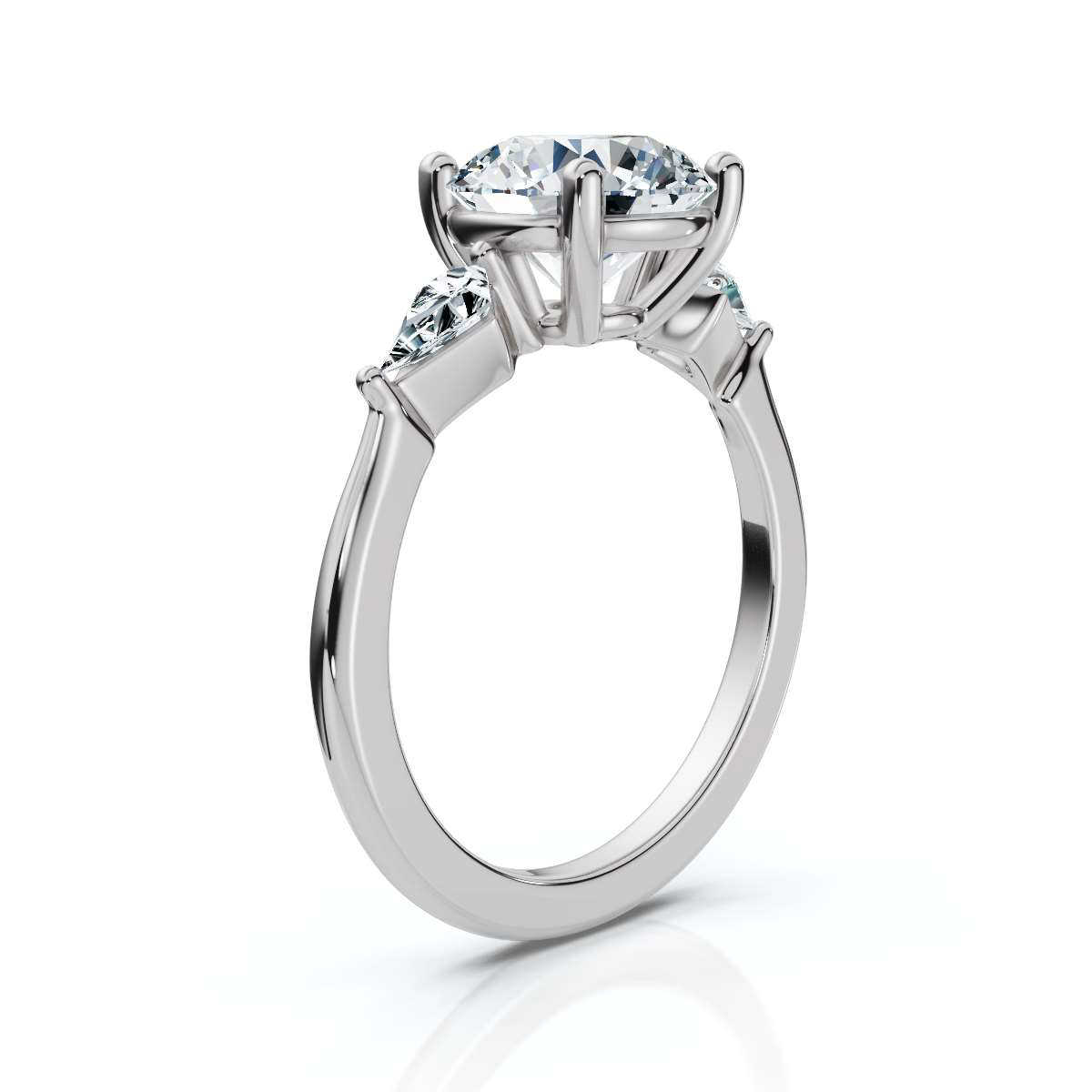 14K White Gold Dovie Three Stone Kite Lab Grown Diamond Ring (1/5 ct. tw)