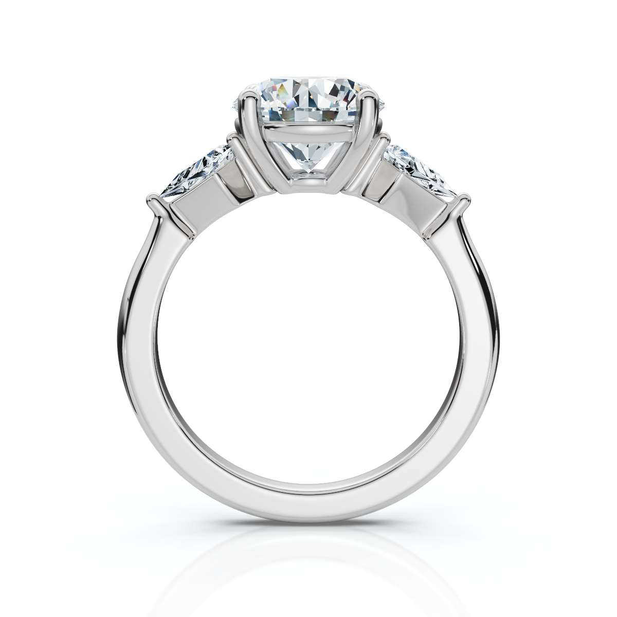 14K White Gold Dovie Three Stone Kite Lab Grown Diamond Ring (1/5 ct. tw)