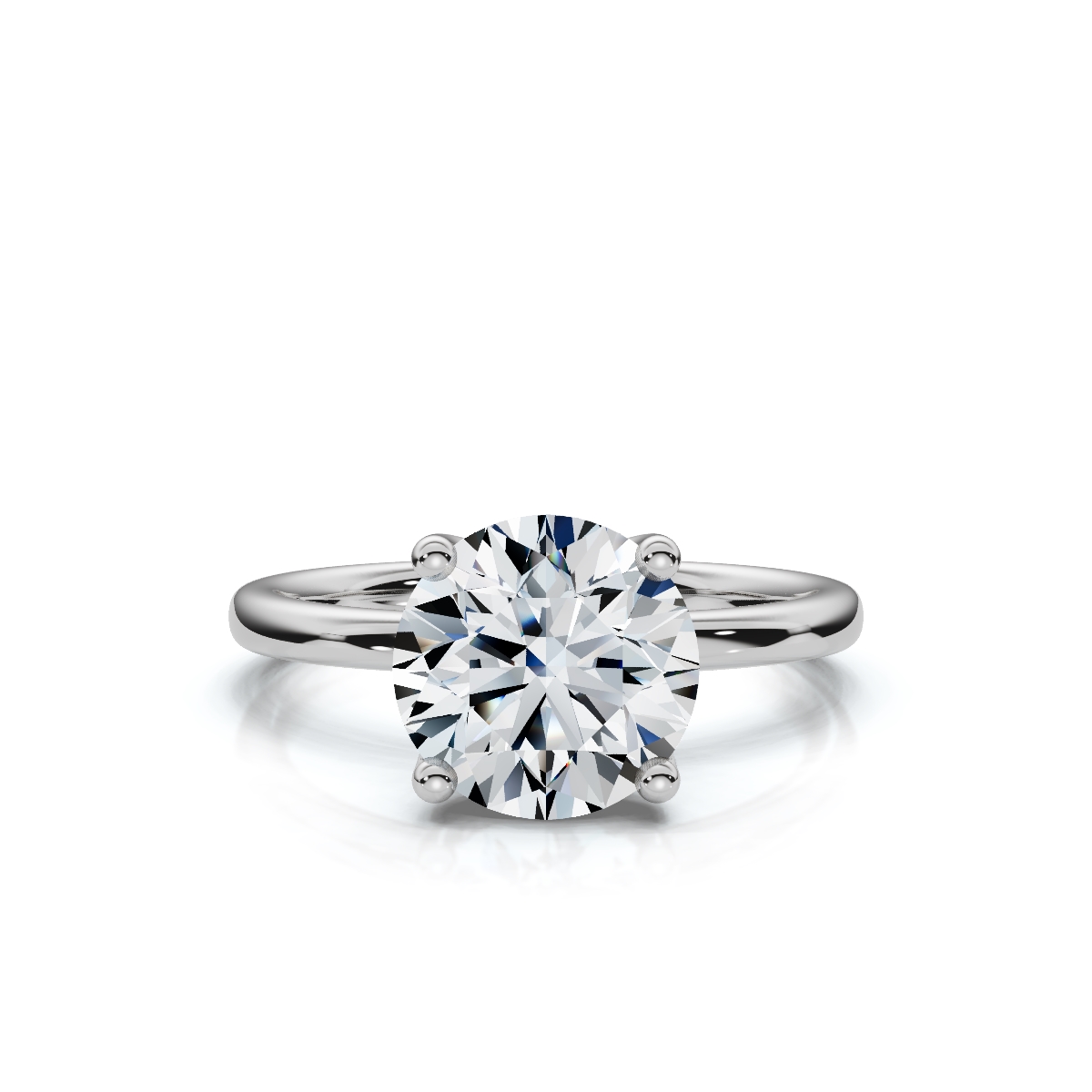 14K White Gold Fleur Solitaire Engagement Ring 
