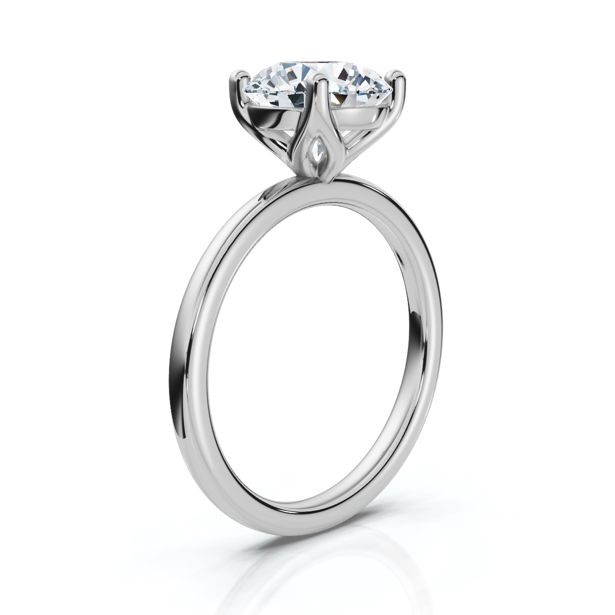 14K White Gold Fleur Solitaire Engagement Ring 