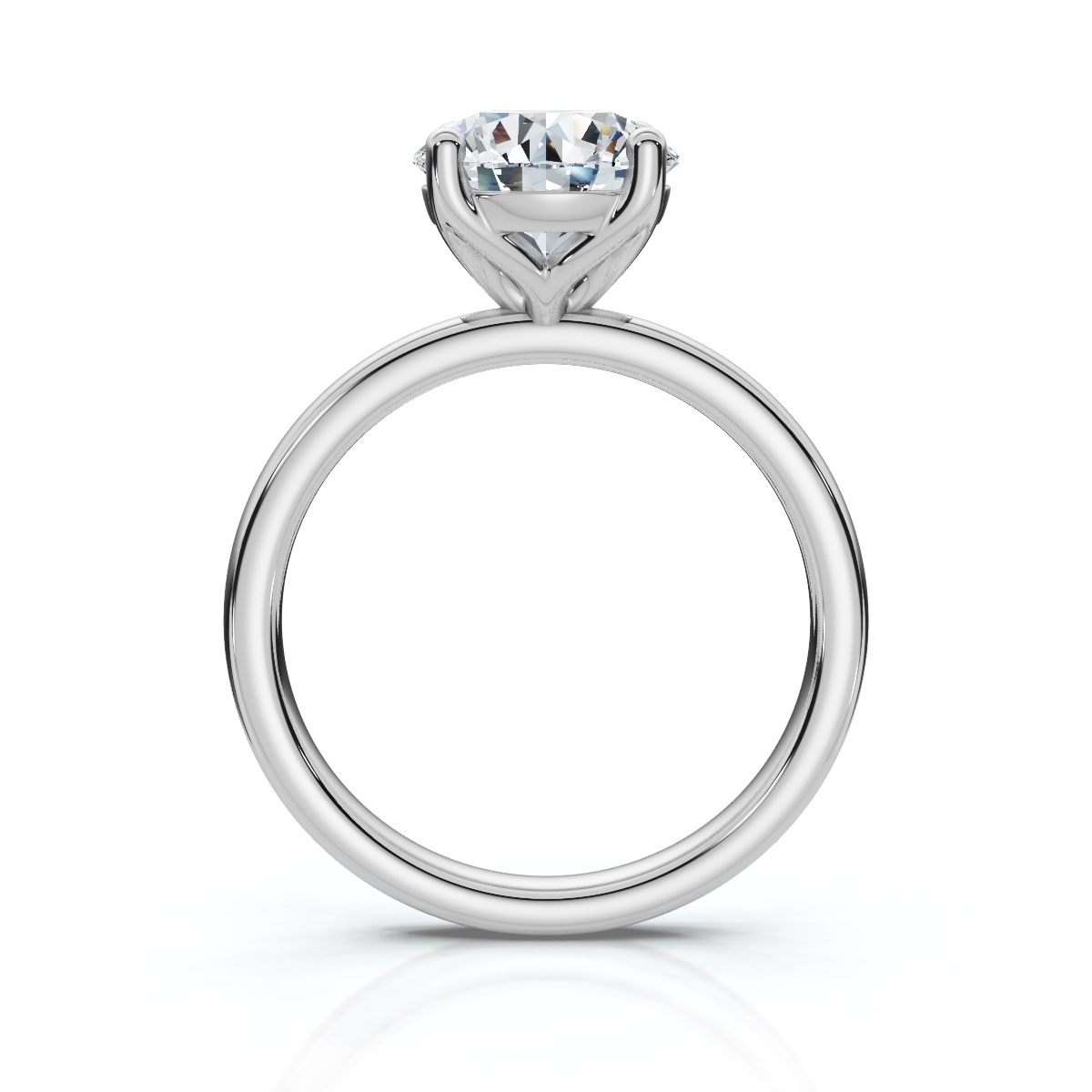 14K White Gold Fleur Solitaire Engagement Ring 