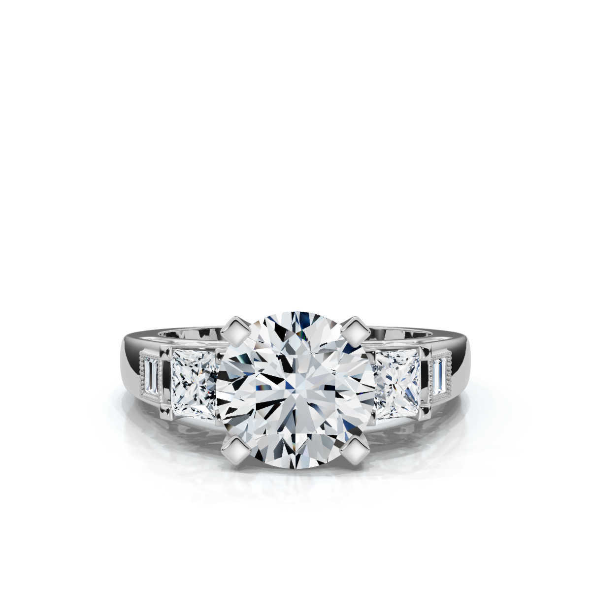 14K White Gold Rubina Three Stone Princess Lab Grown Diamond Ring (2/3 ct. tw)