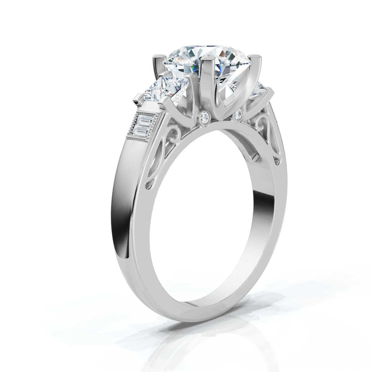 14K White Gold Rubina Three Stone Princess Lab Grown Diamond Ring (2/3 ct. tw)