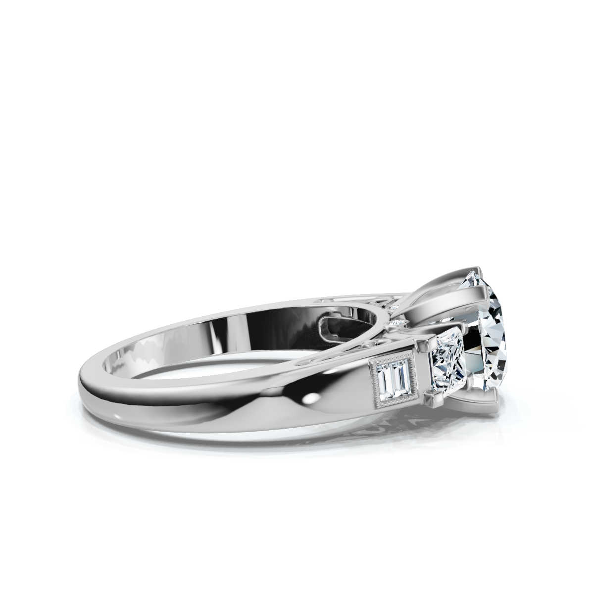 14K White Gold Rubina Three Stone Princess Lab Grown Diamond Ring (2/3 ct. tw)