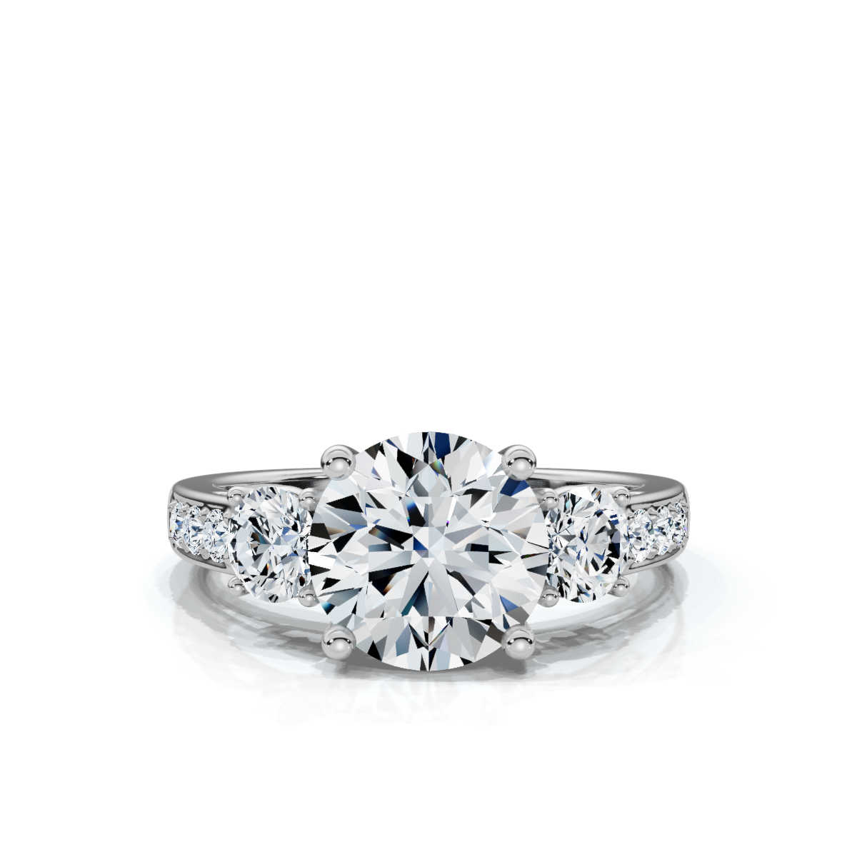 14K White Gold Keeley Three Stone Round Lab Grown Diamond Ring (2/3 ct. tw)