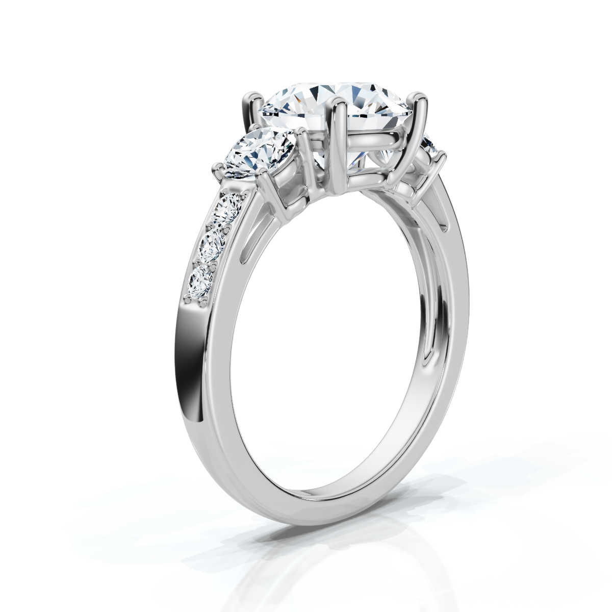 14K White Gold Keeley Three Stone Round Lab Grown Diamond Ring (2/3 ct. tw)