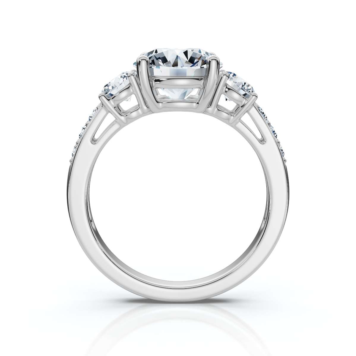 14K White Gold Keeley Three Stone Round Lab Grown Diamond Ring (2/3 ct. tw)