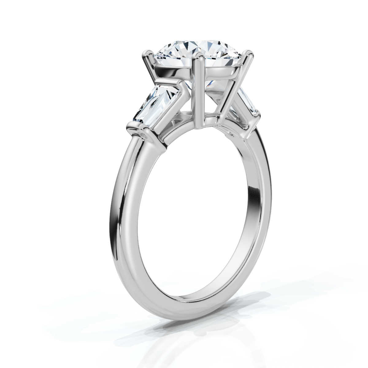 14K White Gold Haylo Three Stone Tapered Baguette Lab Grown Diamond Ring (1/2 ct. tw)