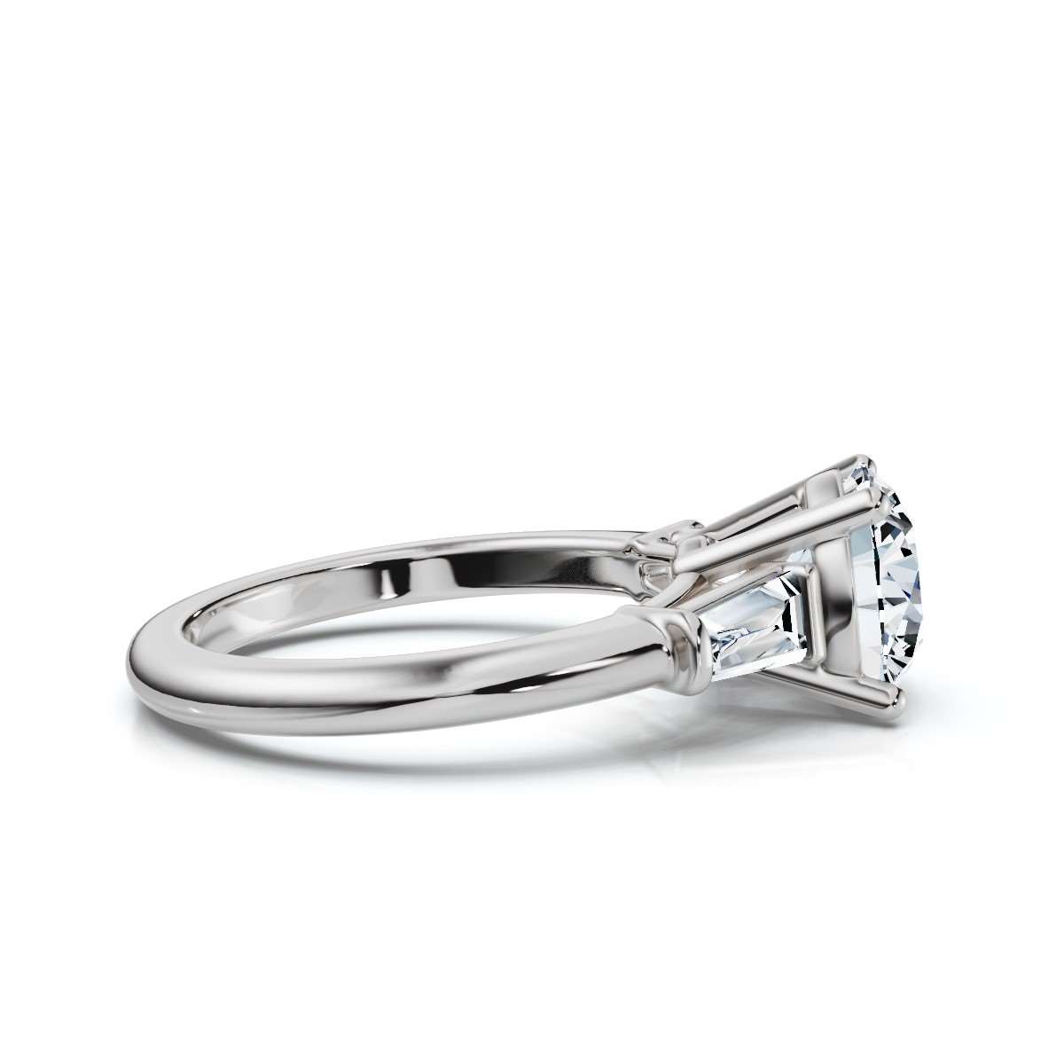 14K White Gold Haylo Three Stone Tapered Baguette Lab Grown Diamond Ring (1/2 ct. tw)