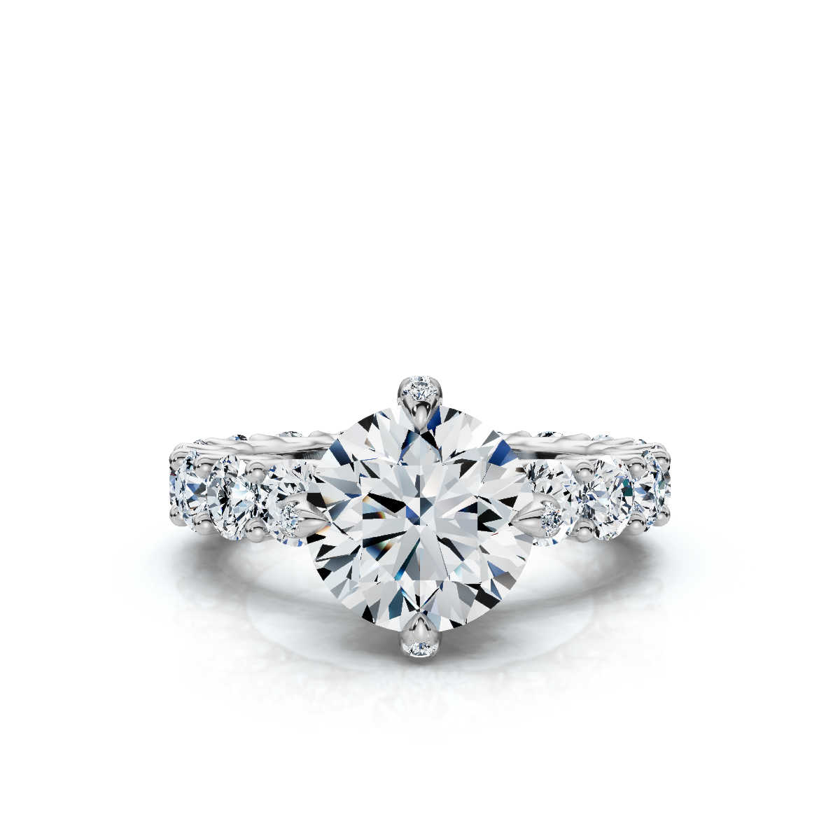 14K White Gold Amaryllis Hidden Accents Lab Grown Diamond Ring (3 2/3 ct. tw)
