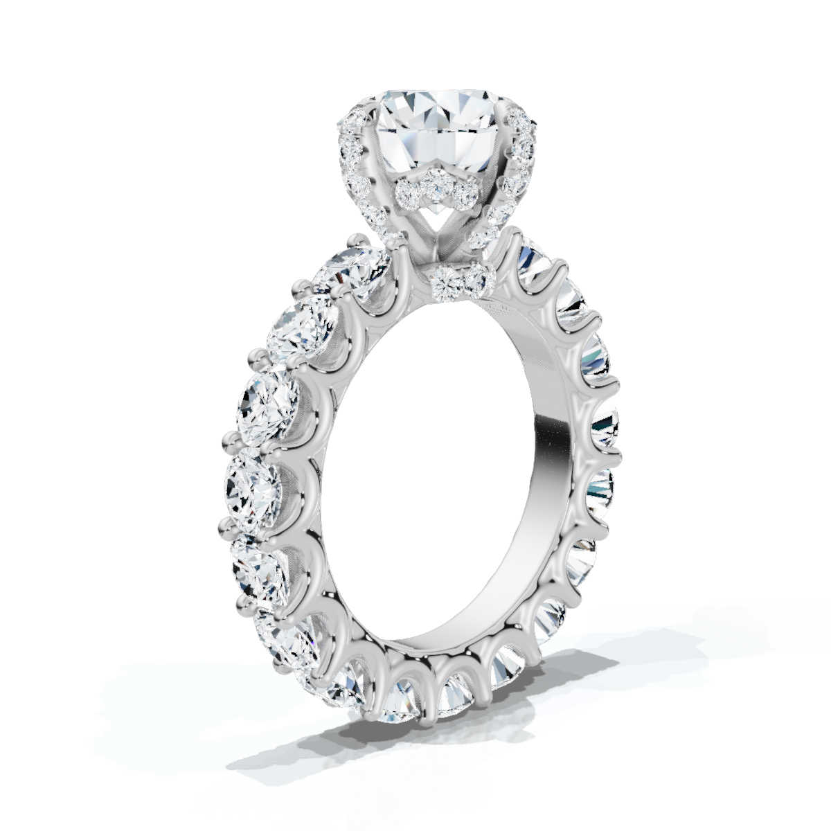 14K White Gold Amaryllis Hidden Accents Lab Grown Diamond Ring (3 2/3 ct. tw)