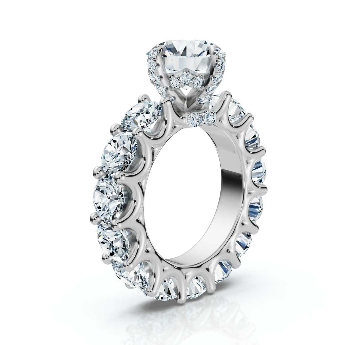 14K White Gold Amaryllis Hidden Accents Lab Grown Diamond Ring (6 2/3 ct. tw)