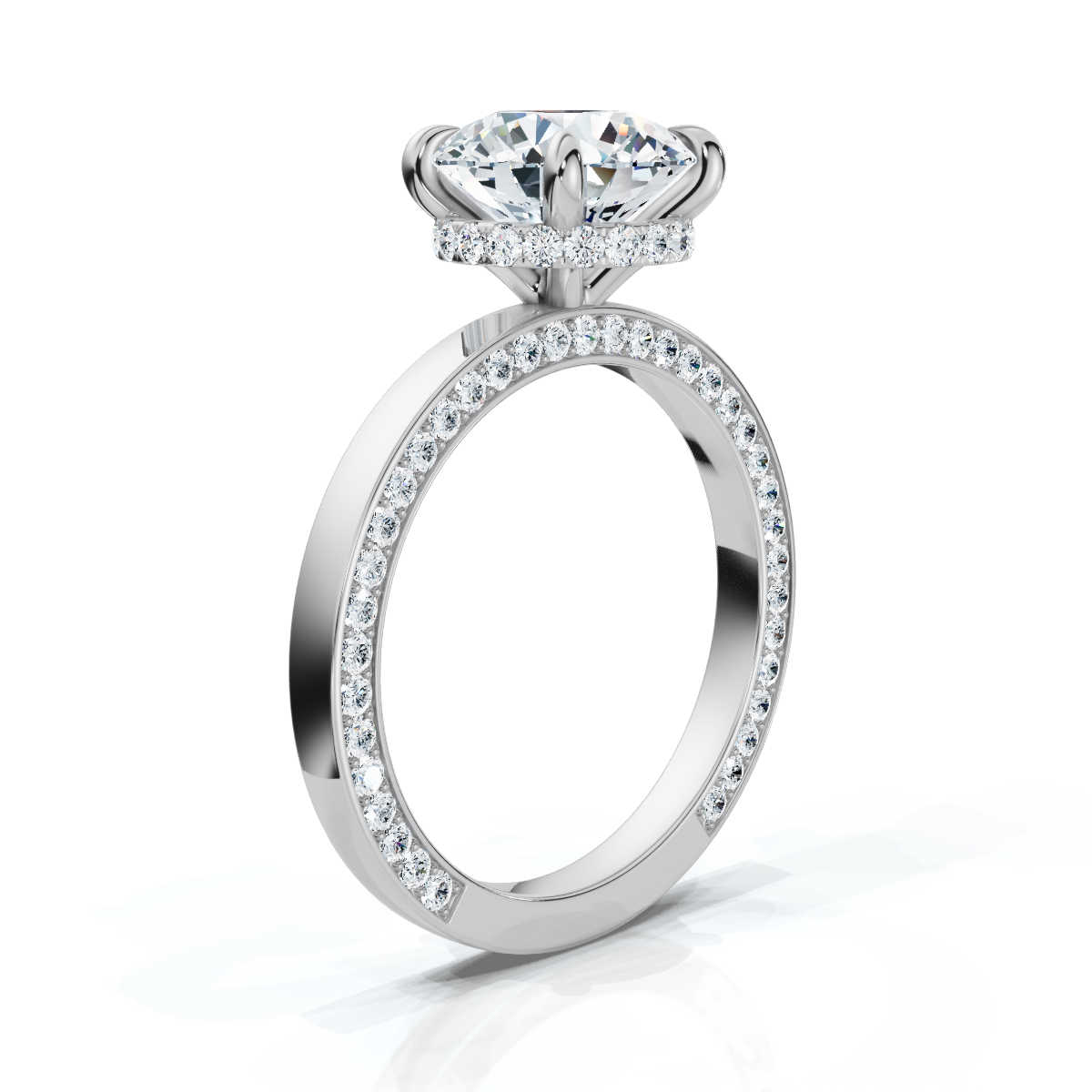 14K White Gold Dalal Hidden Accents Lab Grown Diamond Engagement Ring (1/2 ct. tw)