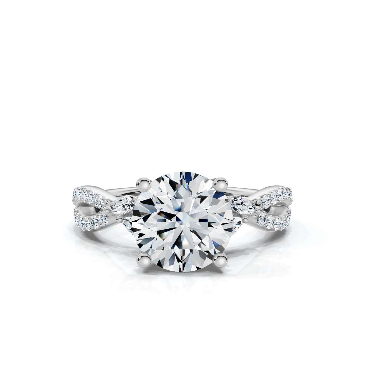 14K White Gold Amadee Marquise and Round Accents Lab Grown Diamond Ring (1/4 ct. tw)