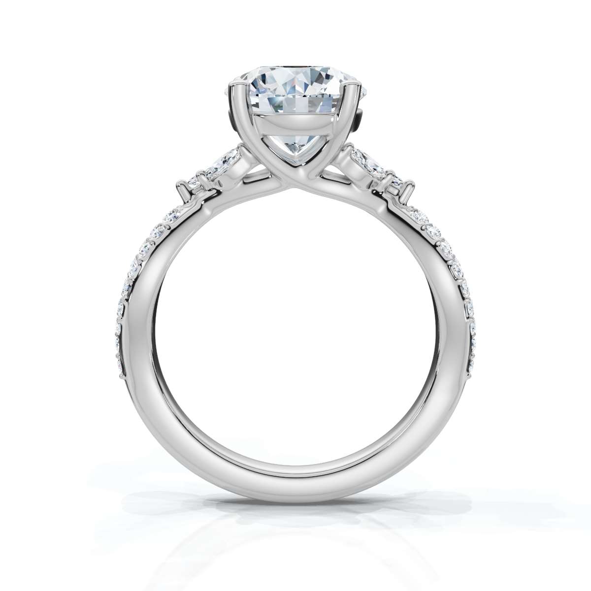 14K White Gold Amadee Marquise and Round Accents Lab Grown Diamond Ring (1/4 ct. tw)