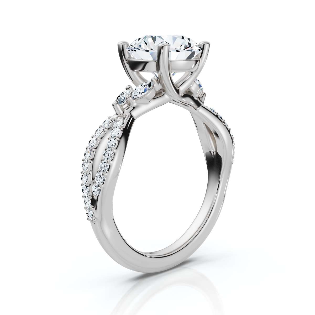 14K White Gold Amadee Ruby Marquise Accents Lab Grown Diamond Ring (1/4 ct. tw)