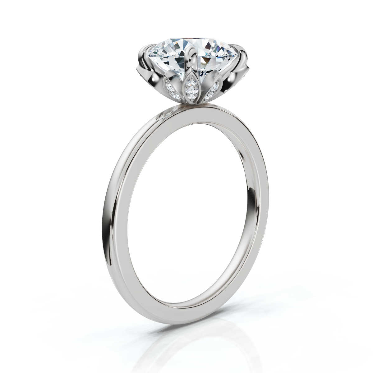 14K White Gold Lottie Hidden Accents Lab Grown Diamond Ring (1/20 ct. tw)