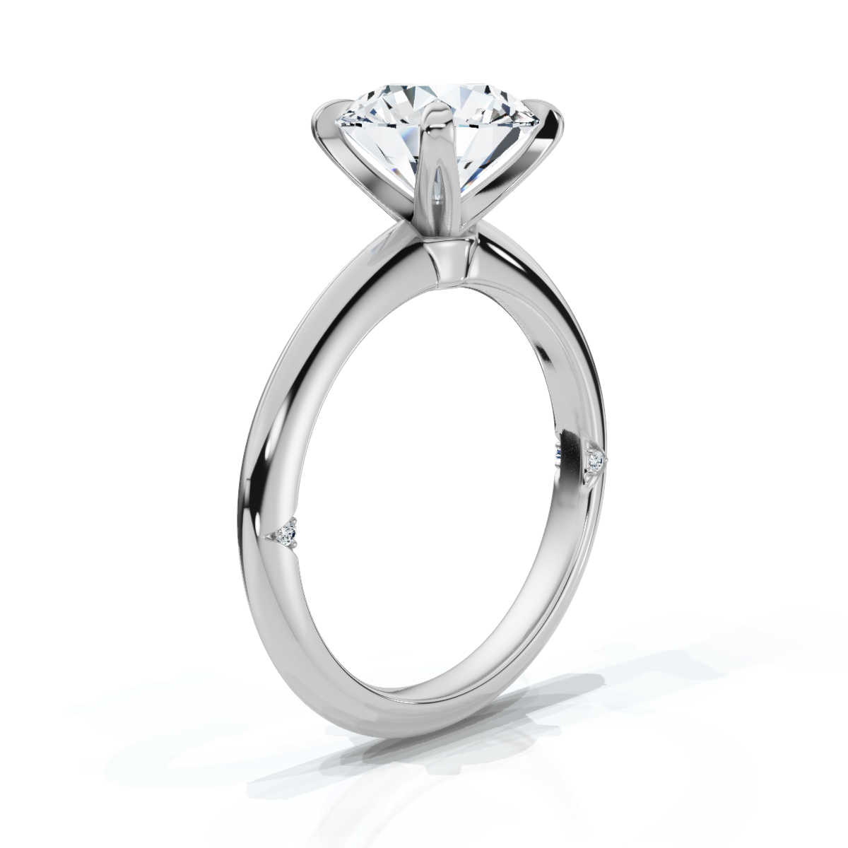 14K White Gold Armonia Knife Edge Hidden Accents Lab Grown Diamond Ring (1/20 ct. tw)