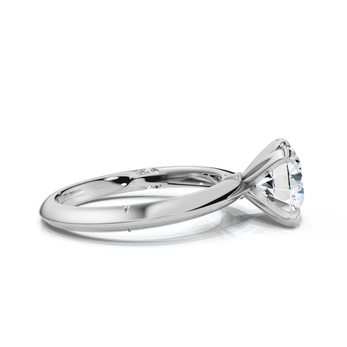 14K White Gold Armonia Knife Edge Hidden Accents Lab Grown Diamond Ring (1/20 ct. tw)