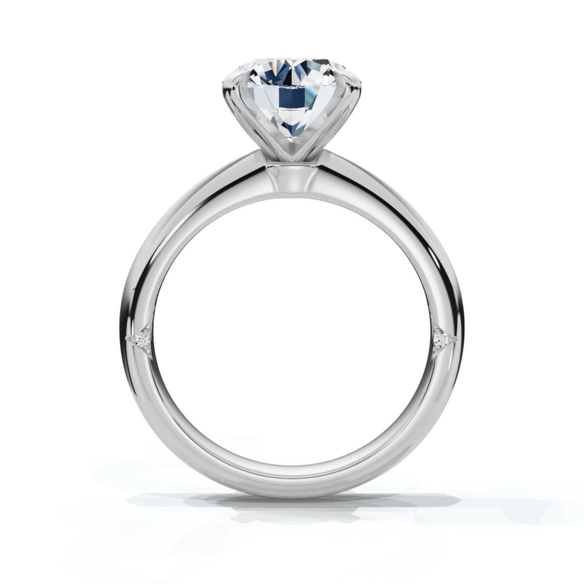14K White Gold Armonia Knife Edge Hidden Accents Lab Grown Diamond Ring (1/20 ct. tw)