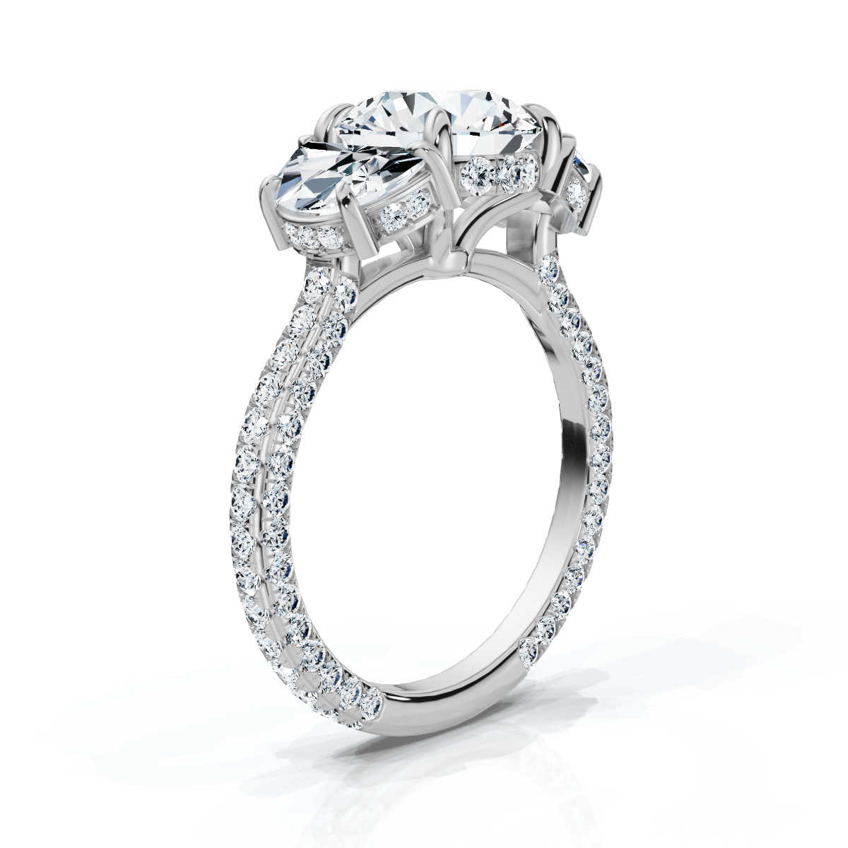 14K White Gold Nikol Three Stone Half Moon Lab Grown Diamond Ring (1 3/4 ct. tw)