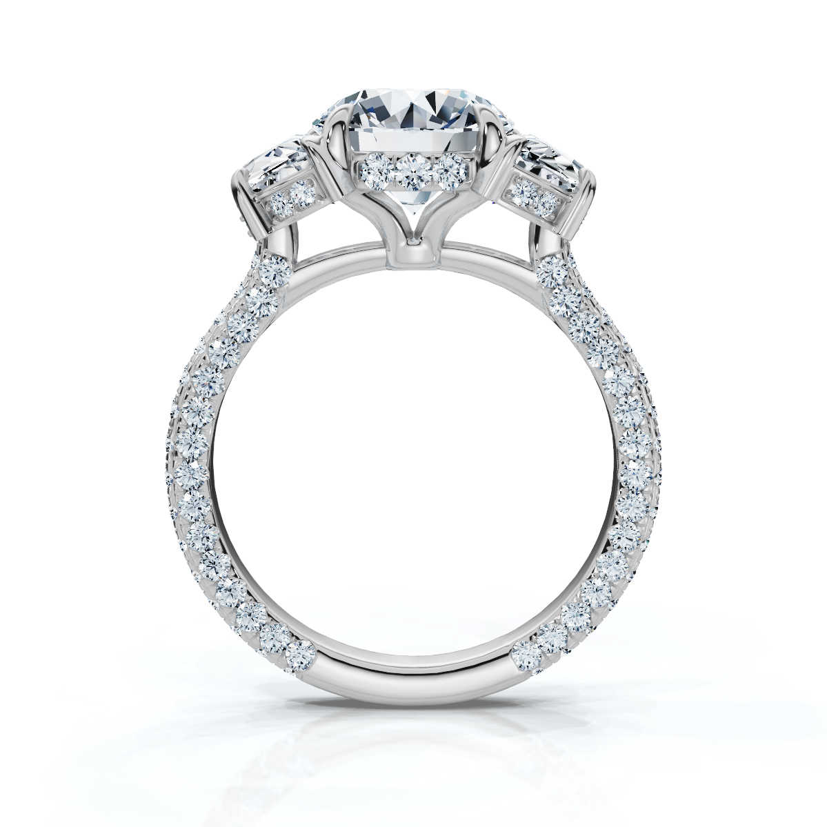 14K White Gold Nikol Three Stone Half Moon Lab Grown Diamond Ring (1 3/4 ct. tw)