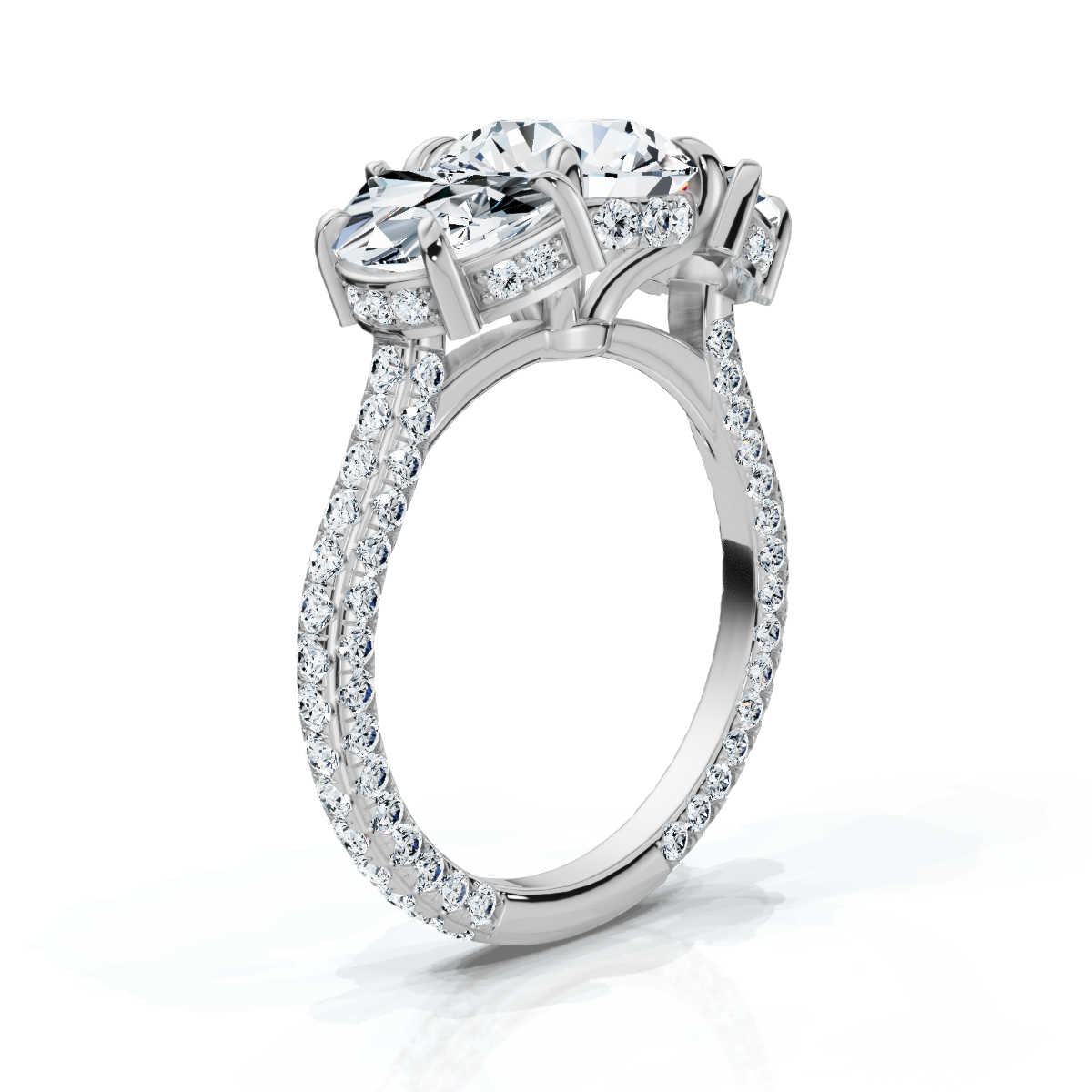14K White Gold Nikol Three Stone Half Moon Lab Grown Diamond Ring (2 1/3 ct. tw)