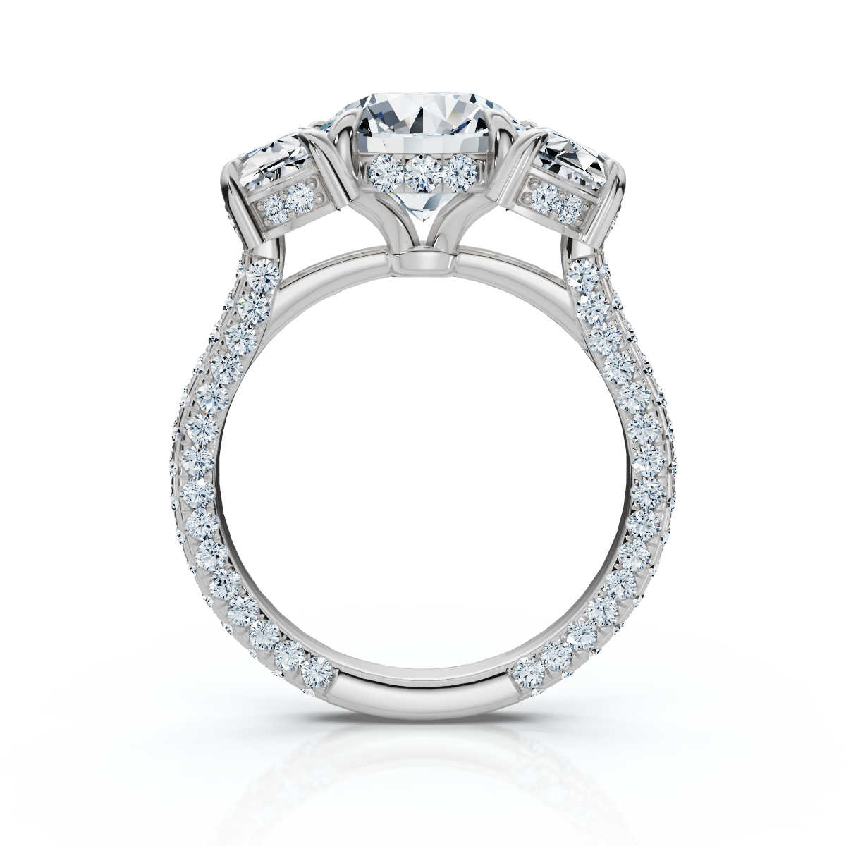 14K White Gold Nikol Three Stone Half Moon Lab Grown Diamond Ring (2 1/3 ct. tw)