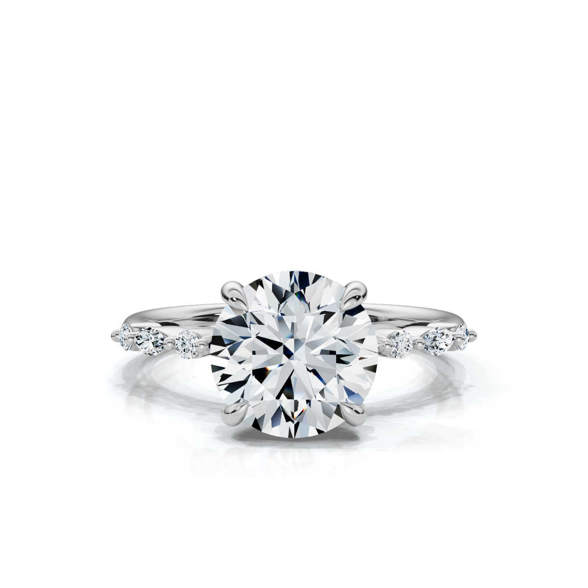 14K White Gold Elle Hidden Accents Lab Grown Diamond Ring (1/4 ct. tw)