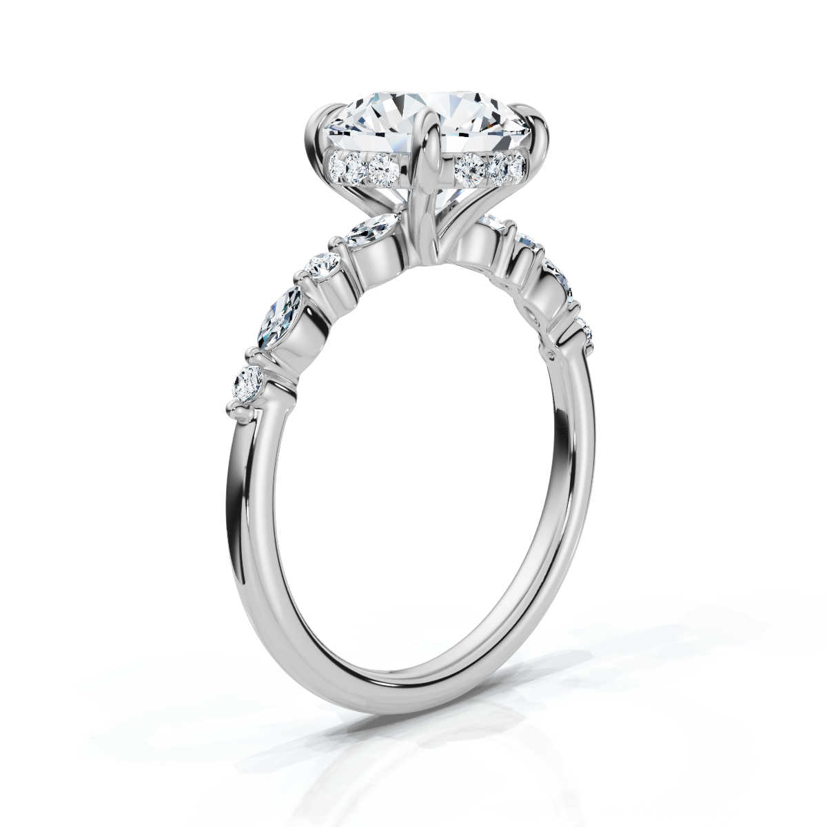 14K White Gold Elle Hidden Accents Lab Grown Diamond Ring (1/4 ct. tw)