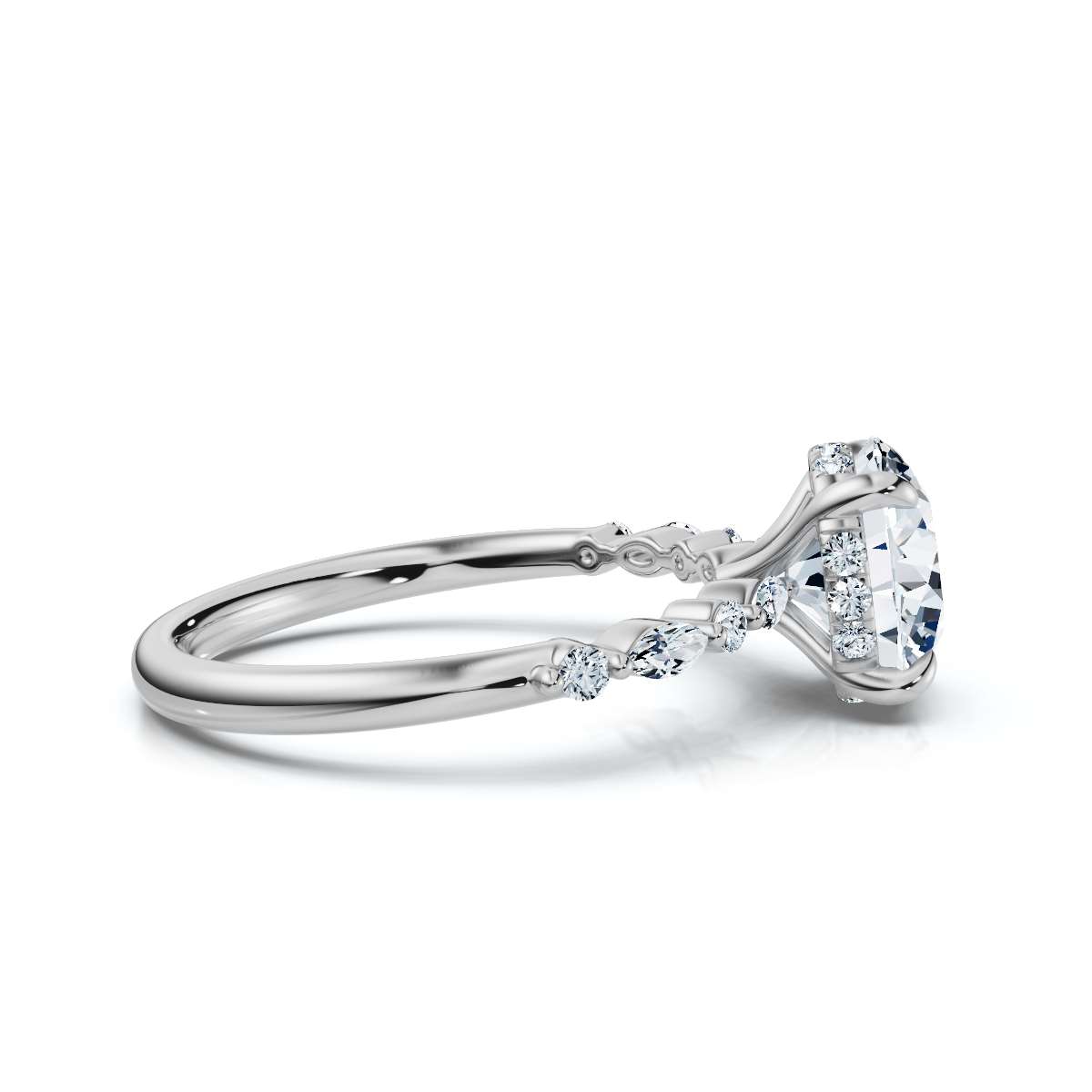 14K White Gold Elle Hidden Accents Lab Grown Diamond Ring (1/4 ct. tw)