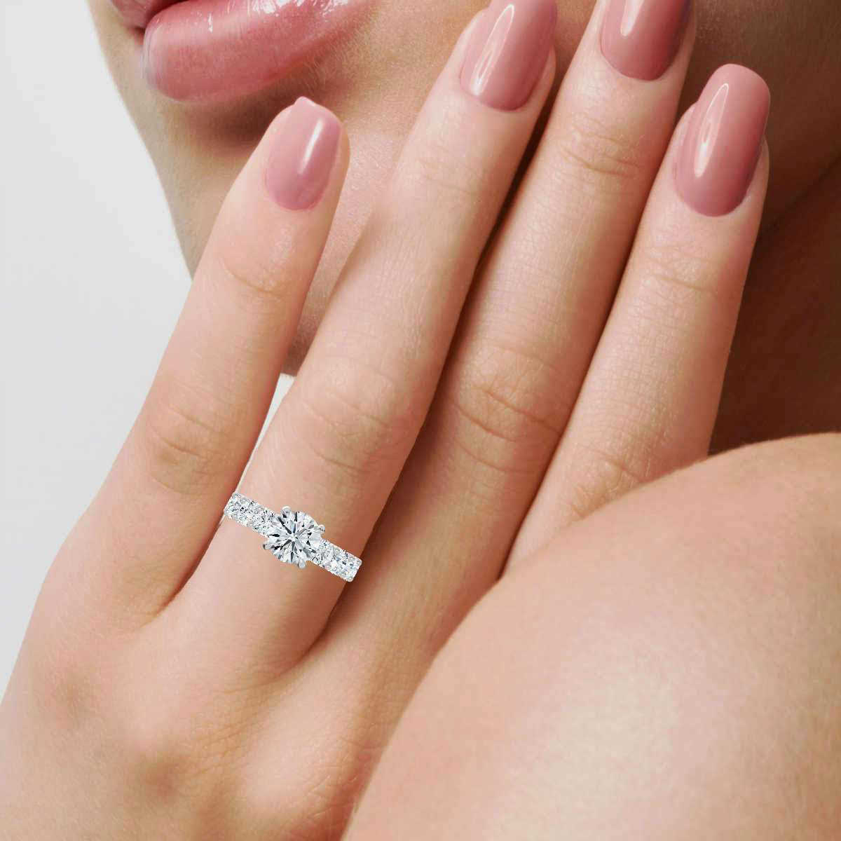 14K White Gold Caprice Accents Lab Grown Diamond Ring (3 ct. tw)