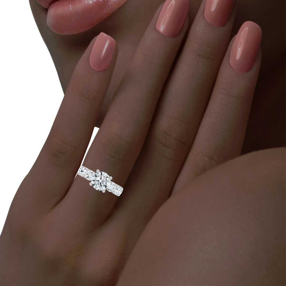 14K White Gold Rue Accents Lab Grown Diamond Ring (3 4/5 ct. tw)