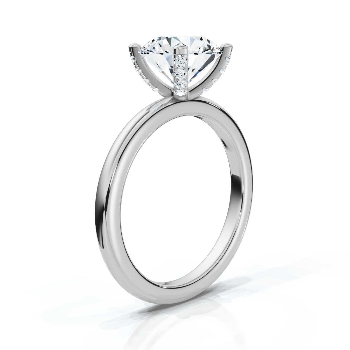 14K White Gold Fawn Hidden Accents Lab Grown Diamond Ring (1/10 ct. tw)