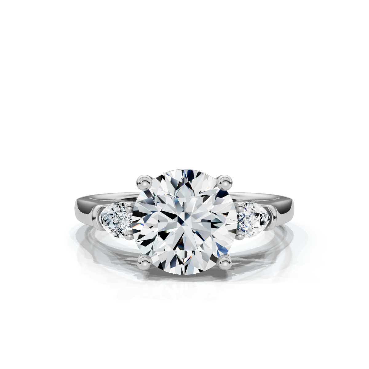 14K White Gold Avalee Three Stone Pear Lab Grown Diamond Ring (1/4 ct. tw)